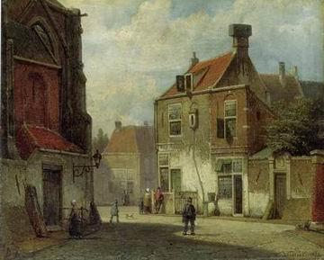 unknow artist European city landscape, street landsacpe, construction, frontstore, building and architecture. 136